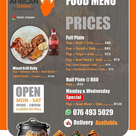 African Cuisine Restaurant Bed & Breakfast Giyani Dış mekan fotoğraf